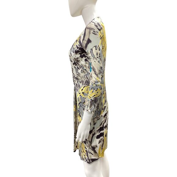 Emilio Pucci Dress Women’s Size S 100% Silk Pleated Accents Gray White Yellow - Picture 3 of 5